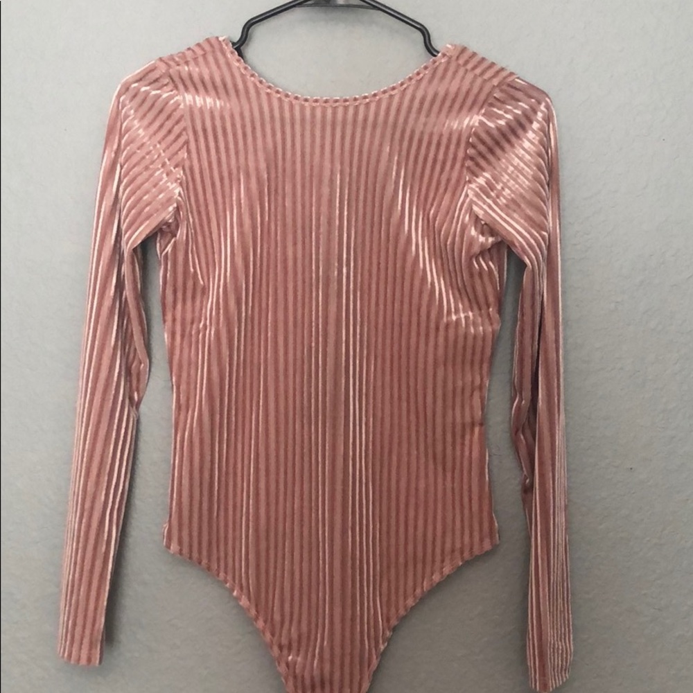 Mauve velvet striped bodysuit